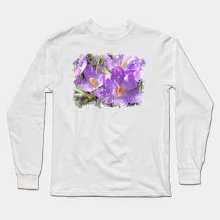 Hope Springs Eternal - Crocus with watercolor texture Long Sleeve T-Shirt